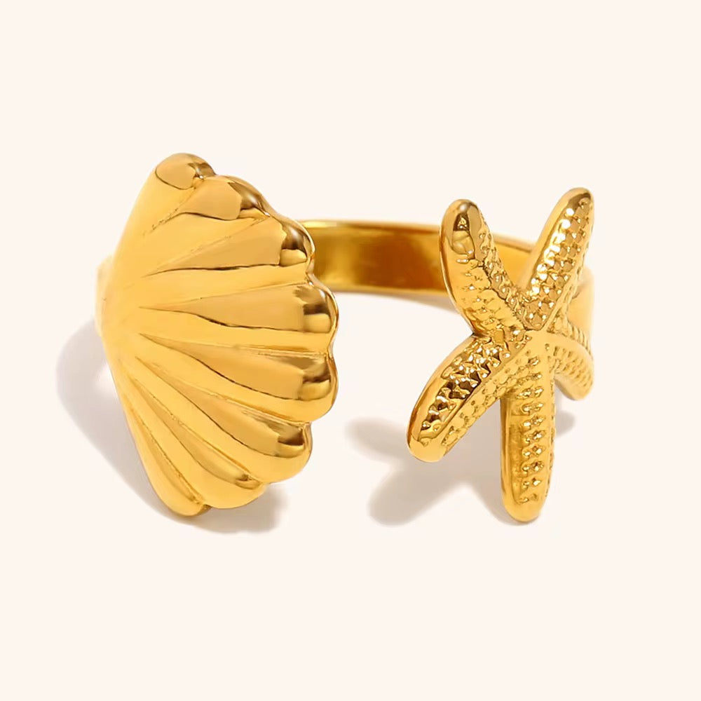 Starfish Seashell Ring