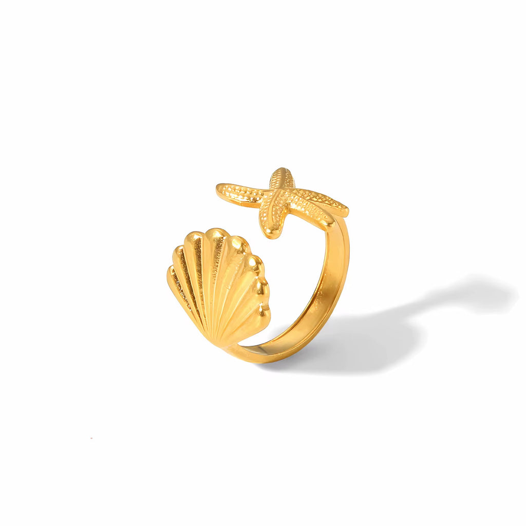 Starfish Seashell Ring