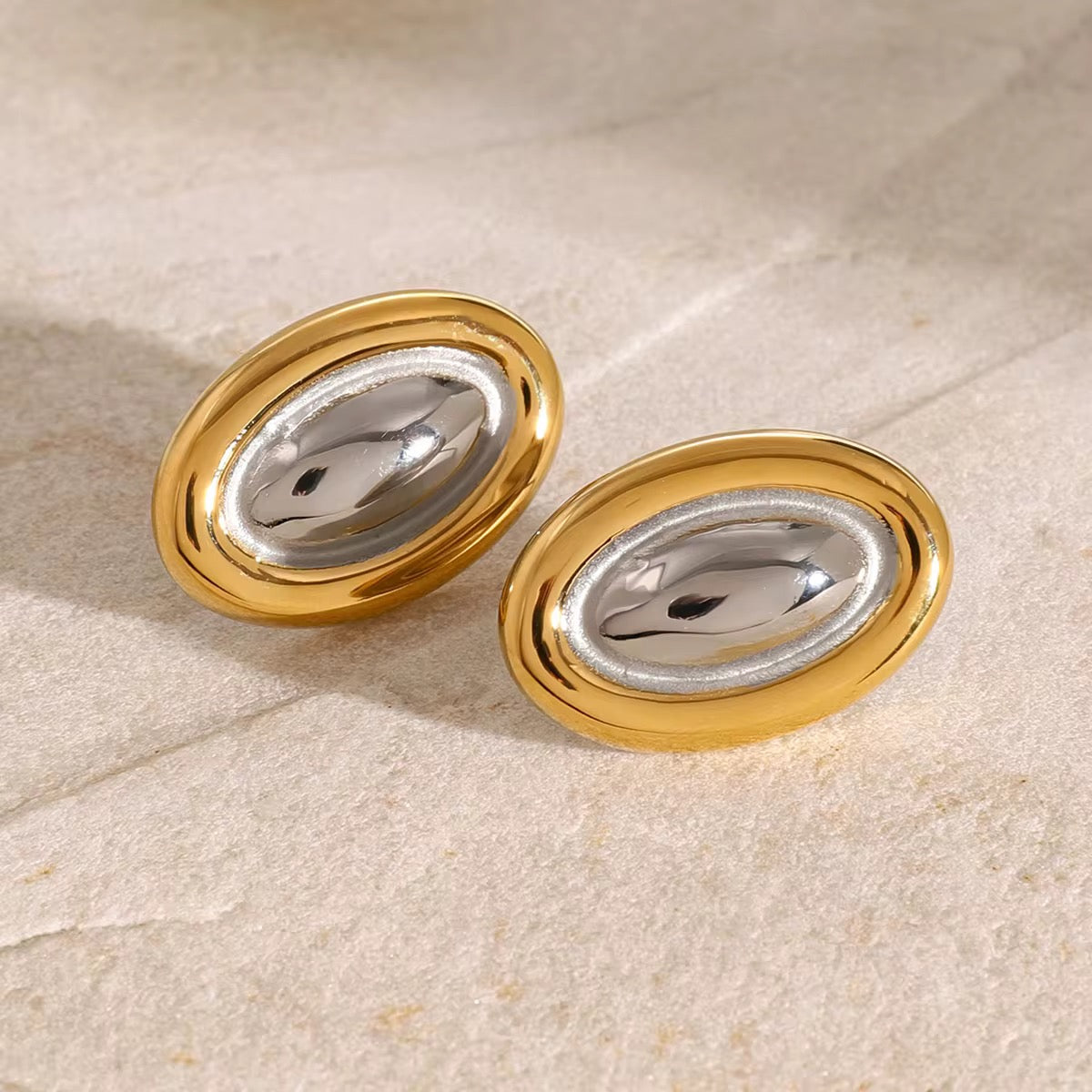 Two-tone Oval Studs